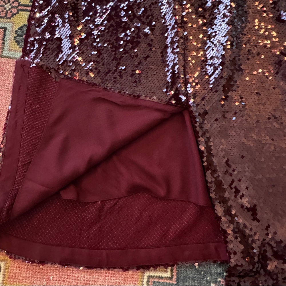 VINCE WOMENS A-LINE SEQUIN EMBELLISHED MID SKIRT SIZE LG IN GARNET - Picture 9 of 9
